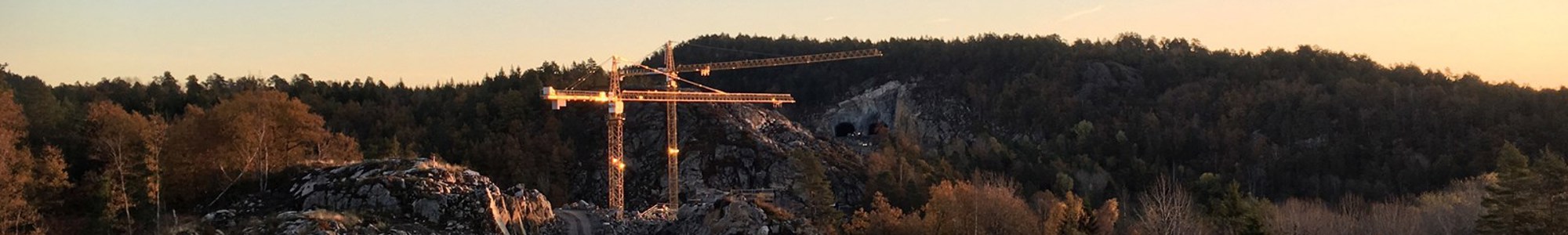 Kranene Paa Roeydalen Bru I Soloppgang